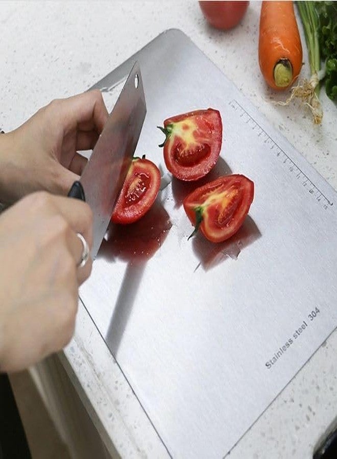DeoDap Chopping Board 1 Pc - Stainless Steel Vegetable & Fruit Cut-Chop Board, Rustproof & Odor Resistant - Non Slip, Antibacterial Surface Cutting Board for Kitchen Tool & Food Preparation (31×20 cm) - Image 3